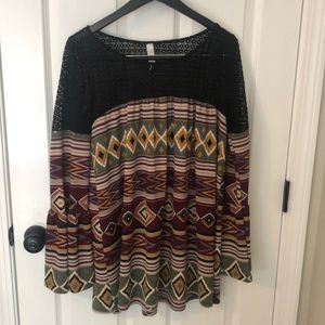 Aztec print top with pretty flowing sleeves